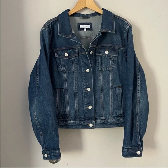 LOFT Cotton Dark Wash Jean Jacket XL - Picture 10 of 10